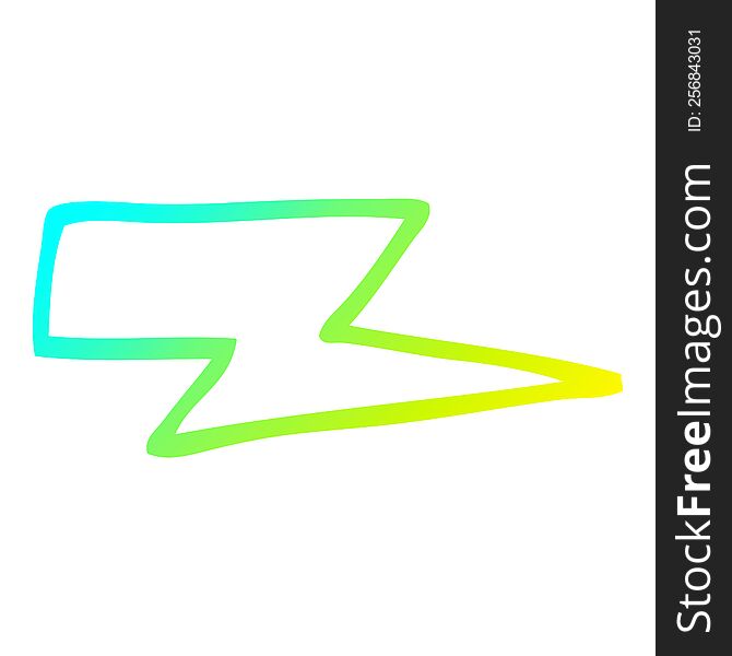 cold gradient line drawing of a cartoon lightening bolt