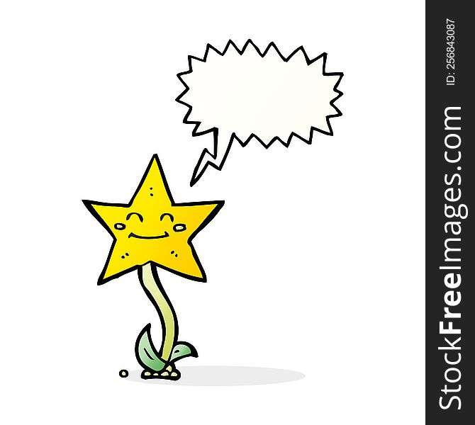 Cartoon Star Flower With Speech Bubble