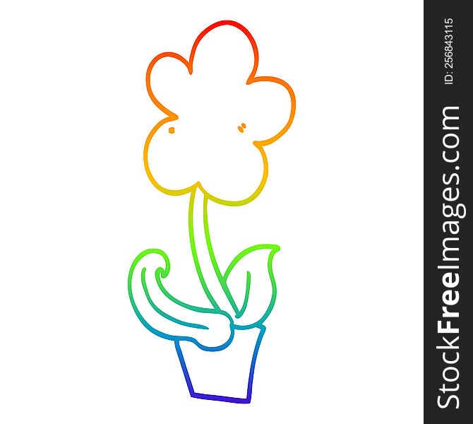 rainbow gradient line drawing of a cute cartoon flower