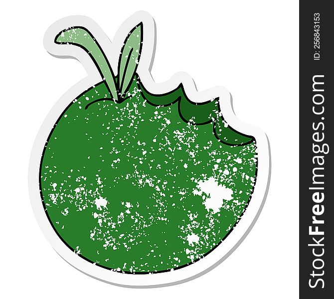 Distressed Sticker Of A Quirky Hand Drawn Cartoon Apple
