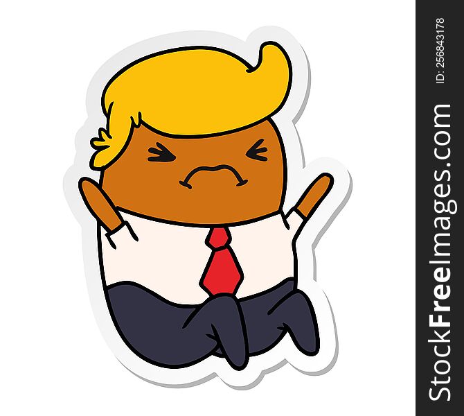 sticker cartoon illustration of a kawaii business man. sticker cartoon illustration of a kawaii business man