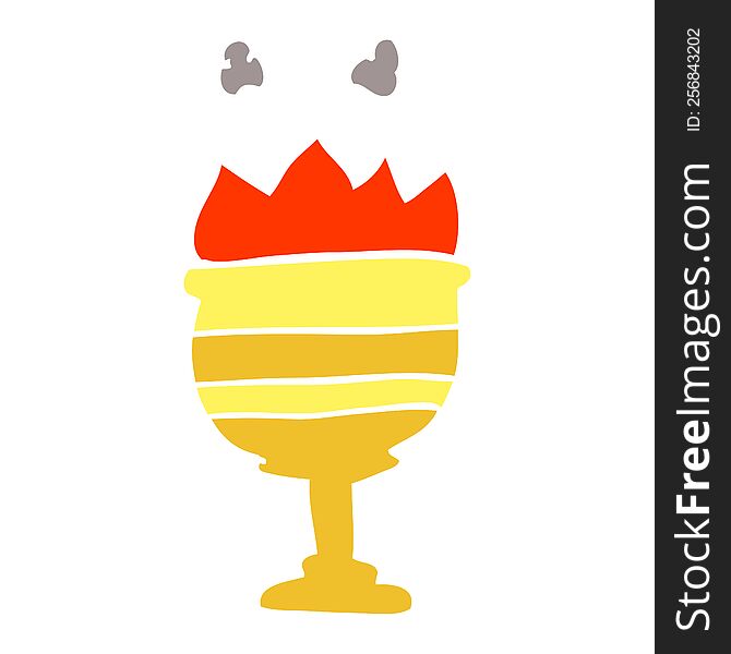 Cartoon Doodle Flaming Golden Cup