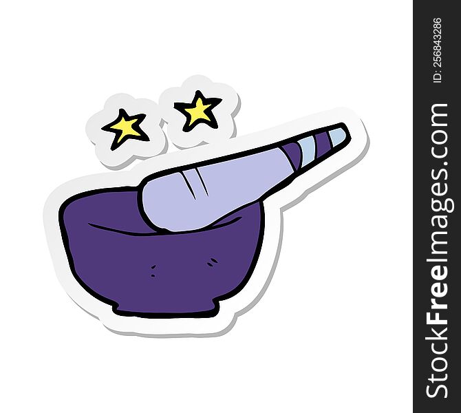 Sticker Of A Cartoon Pestle And Mortar