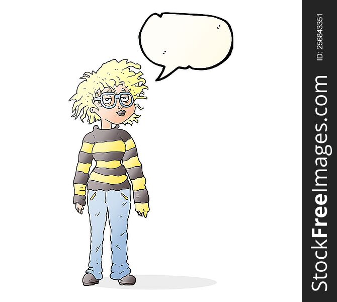 Speech Bubble Cartoon Geeky Girl