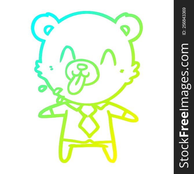 cold gradient line drawing of a rude cartoon bear boss