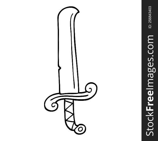 Line Drawing Cartoon Ancient Sword