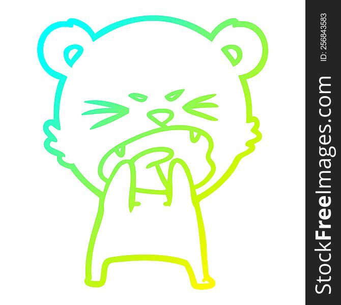 cold gradient line drawing of a hungry cartoon bear