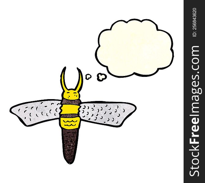 cartoon bug with thought bubble