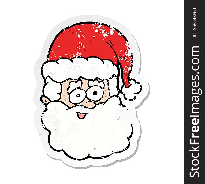 Distressed Sticker Of A Cartoon Santa Claus