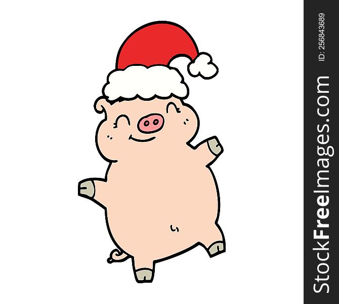 Cartoon Happy Christmas Pig