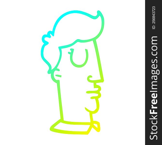 Cold Gradient Line Drawing Cartoon Human Head