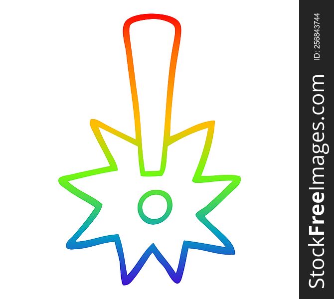 Rainbow Gradient Line Drawing Cartoon Exclamation Mark