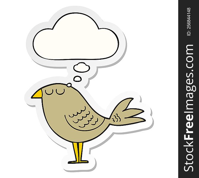 Cartoon Bird And Thought Bubble As A Printed Sticker
