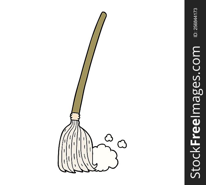 cartoon broom sweeping. cartoon broom sweeping