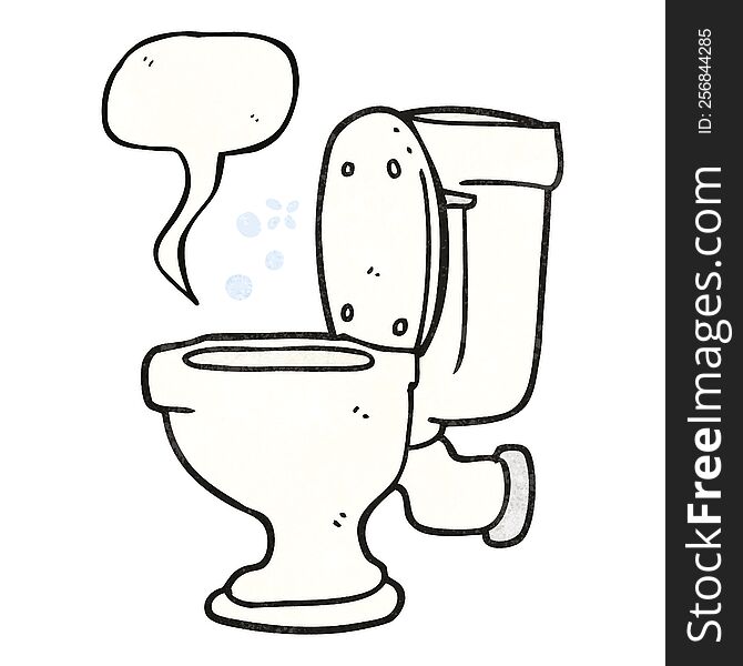 freehand speech bubble textured cartoon toilet
