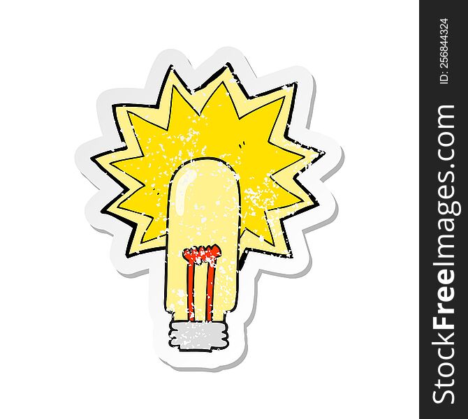 retro distressed sticker of a cartoon old light bulb