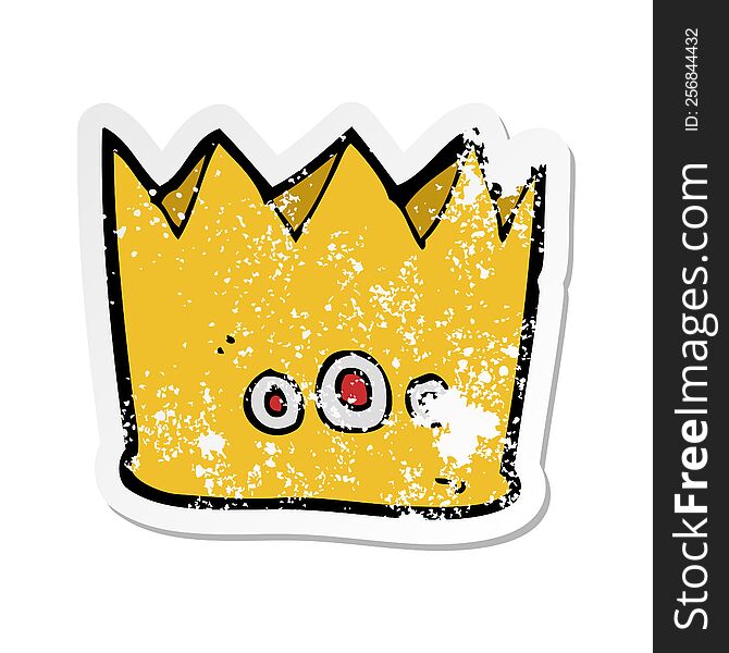 Retro Distressed Sticker Of A Cartoon Crown