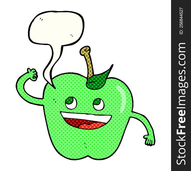 freehand drawn comic book speech bubble cartoon apple