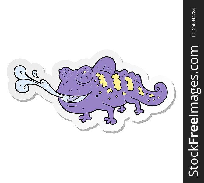 sticker of a cartoon chameleon