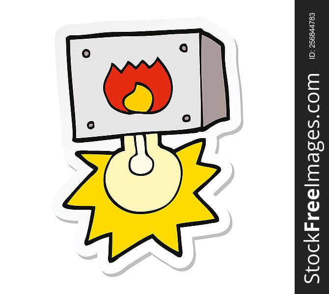 sticker of a cartoon flashing fire warning light