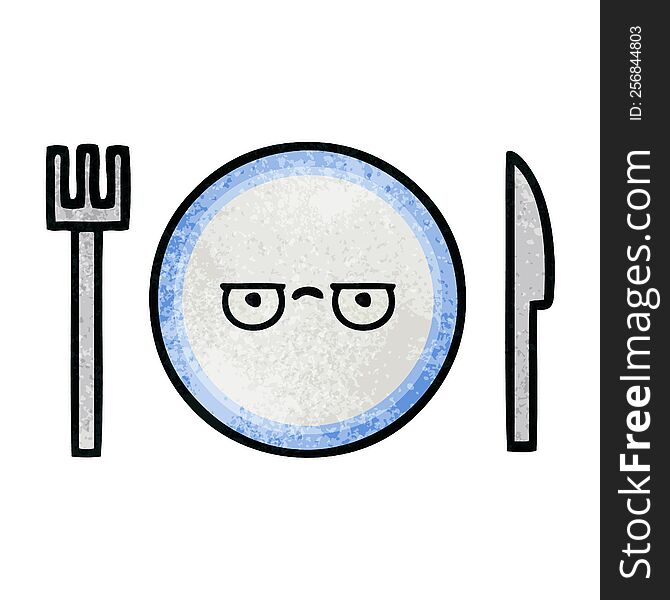 Retro Grunge Texture Cartoon Dinner Plate