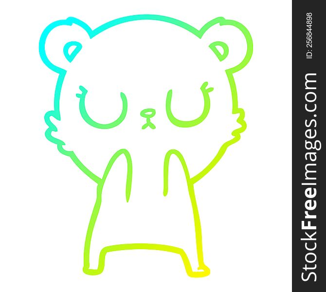Cold Gradient Line Drawing Peaceful Cartoon Polar Bear