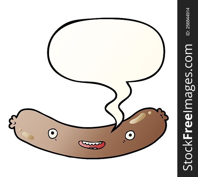 Cartoon Sausage And Speech Bubble In Smooth Gradient Style