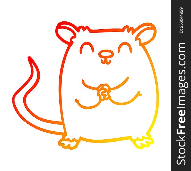 warm gradient line drawing of a cartoon happy mouse