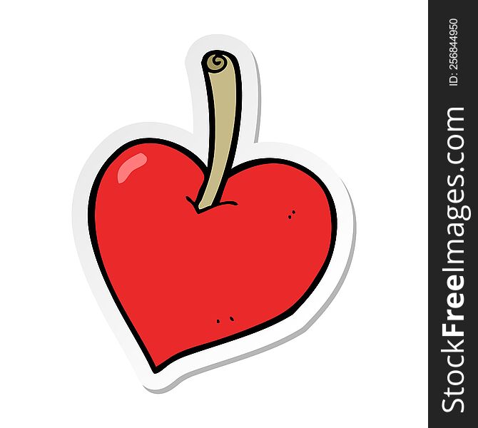 sticker of a cartoon love heart apple