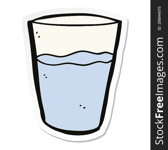 sticker of a cartoon glass of water