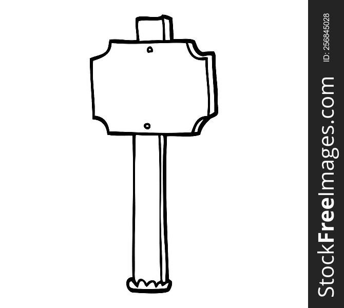 black and white cartoon sign post
