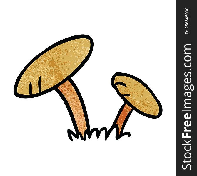 hand drawn textured cartoon doodle of some mushrooms