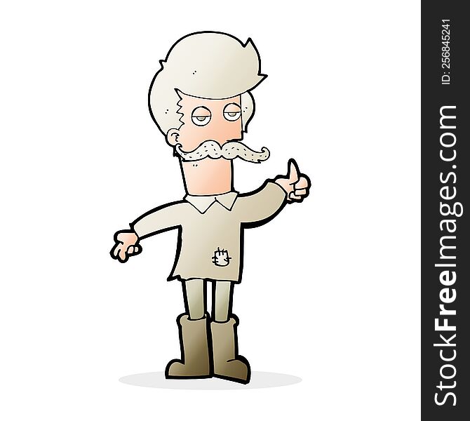 cartoon old man in poor clothes