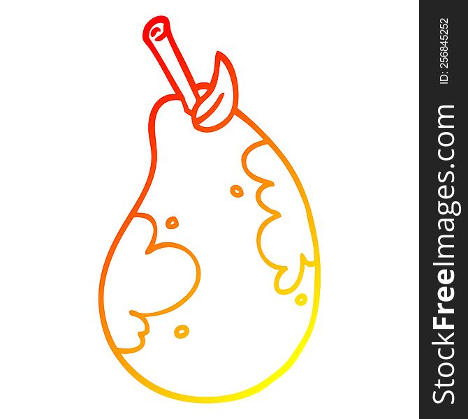 warm gradient line drawing of a cartoon fresh pear