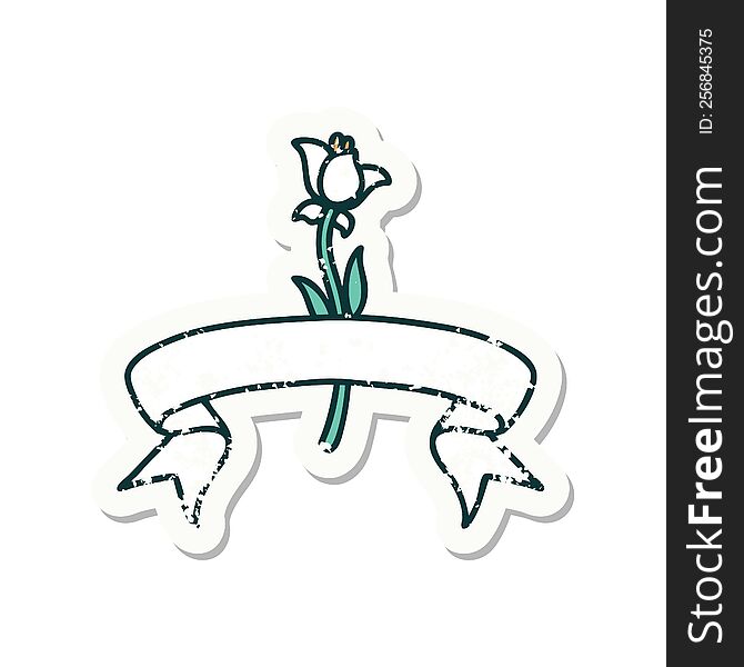 Grunge Sticker With Banner Of A Lily
