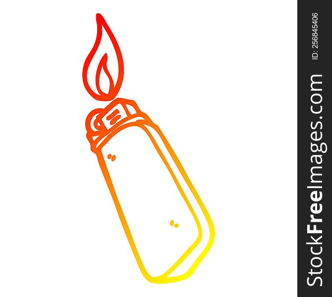 warm gradient line drawing of a cartoon disposable lighter