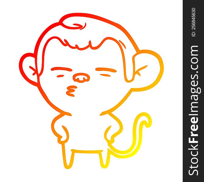 Warm Gradient Line Drawing Cartoon Suspicious Monkey