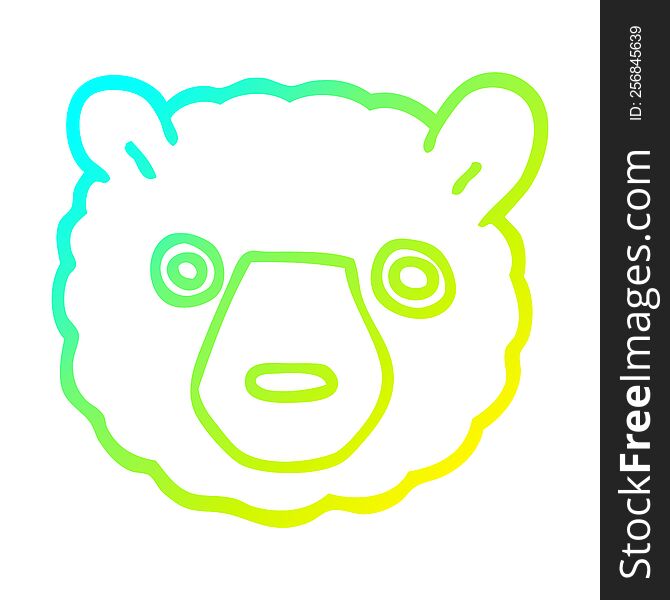 Cold Gradient Line Drawing Cartoon Polar Bear Face