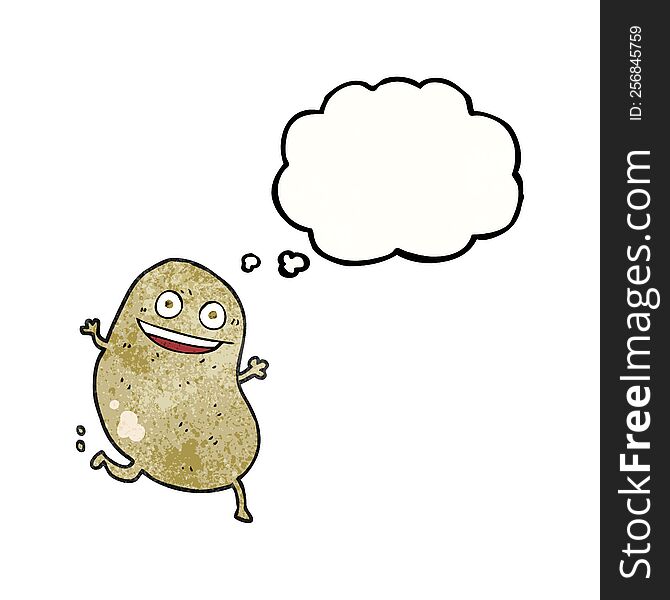 freehand drawn thought bubble textured cartoon potato running