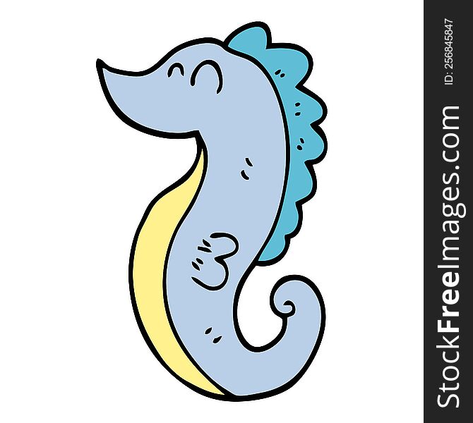 cartoon doodle sea horse