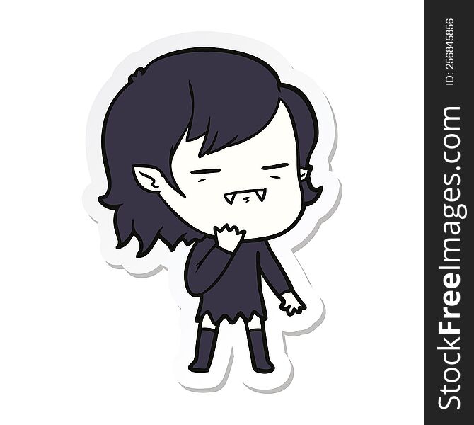 Sticker Of A Cartoon Undead Vampire Girl