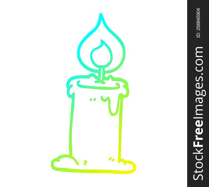 cold gradient line drawing of a cartoon lit candle