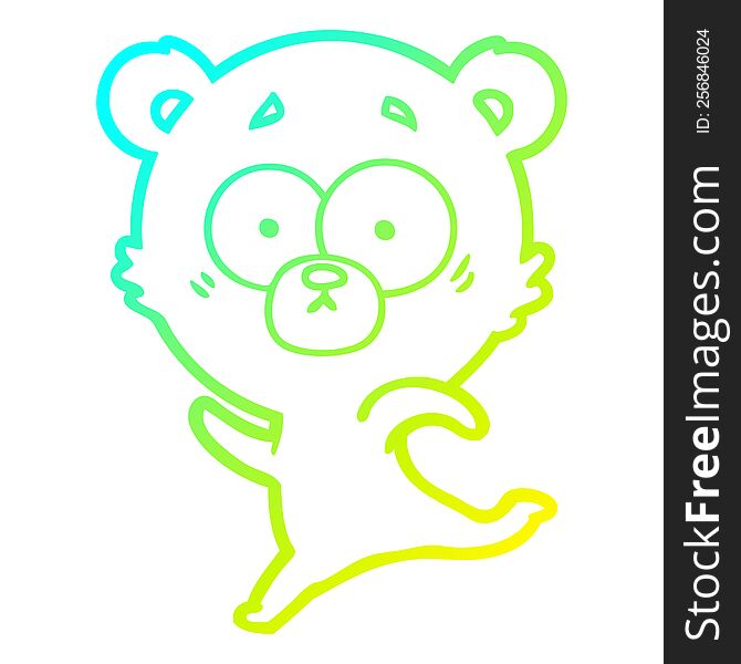 cold gradient line drawing surprised polar bear cartoon