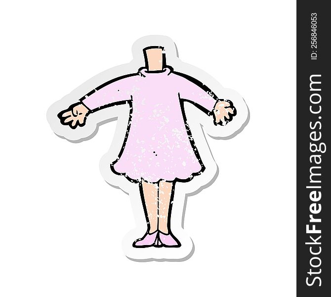 retro distressed sticker of a cartoon female body