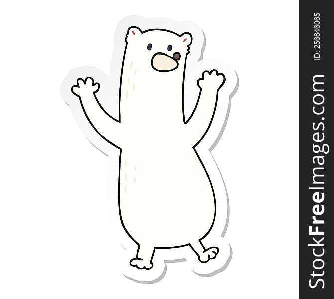 sticker of a quirky hand drawn cartoon polar bear