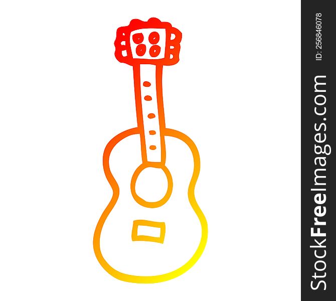 Warm Gradient Line Drawing Cartoon Guitar