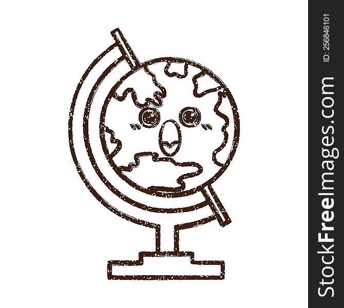 Shocked Globe Charcoal Drawing