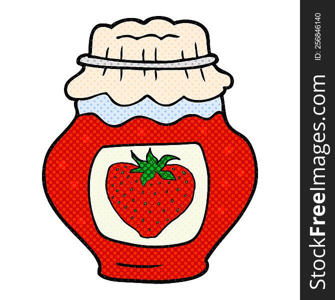 freehand drawn cartoon jar of strawberry jam