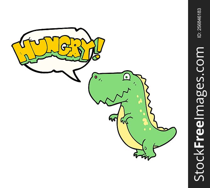 Speech Bubble Cartoon Hungry Dinosaur