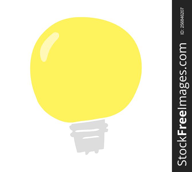 Flat Color Illustration Of A Cartoon Light Bulb